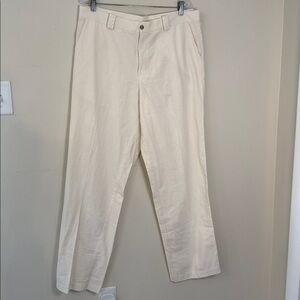 Jessica Basulto cream dressy trousers 100 % cotton straight legs pockets SZ XL